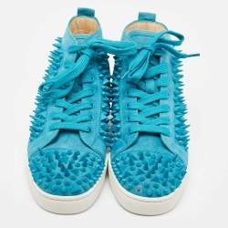 Pre Owned Christian Louboutin Blue Suede Pik Pik Louis High Top Sneakers Size 40