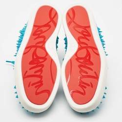 Pre Owned Christian Louboutin Blue Suede Pik Pik Louis High Top Sneakers Size 40