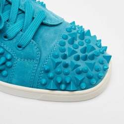 Pre Owned Christian Louboutin Blue Suede Pik Pik Louis High Top Sneakers Size 40