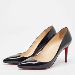 Pre Owned Christian Louboutin Black Patent Leather Kate Pumps Size 39