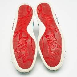 Pre Owned Christian Louboutin Multicolor Suede and Patent Lou Spikes High Top Sneakers Size 40