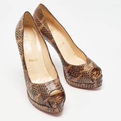 Christian Louboutin Brown Watersnake Altadama Pumps Size 39.5