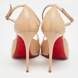 Pre Owned Christian Louboutin Beige Patent and Leather Crissos Pumps Size 40.5