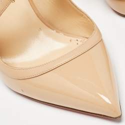 Pre Owned Christian Louboutin Beige Patent and Leather Crissos Pumps Size 40.5