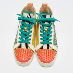 Christian Louboutin Multicolor Calf Hair and Leather Embellished Spikes  Sneakers Size 40