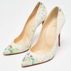 Christian Louboutin White Python Splash Print Pigalle Follies Pumps Size 41