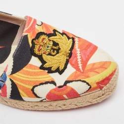 Christian Louboutin Multicolor Printed Canvas Espadrille Loafers Size 41