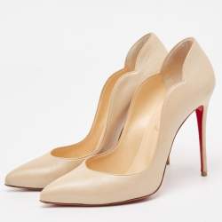 مملوكة مسبقًا Christian Louboutin Beige Leather Hot Chick Pumps Size 39