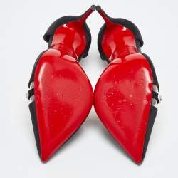 مملوكة مسبقًا Christian Louboutin Black Satin and PVC Krystal Cross Pumps Size 36