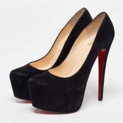 Pre Owned Christian Louboutin Black Suede Daffodile Pumps Size 38.5
