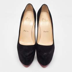 Pre Owned Christian Louboutin Black Suede Daffodile Pumps Size 38.5