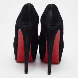 Pre Owned Christian Louboutin Black Suede Daffodile Pumps Size 38.5