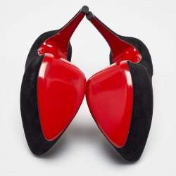 Pre Owned Christian Louboutin Black Suede Daffodile Pumps Size 38.5