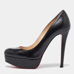 Pre Owned Christian Louboutin Black Leather Bianca Pumps Size 38