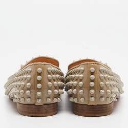 Christian Louboutin Brown Patent Rollerboy Spikes Smoking Slippers Size 37.5