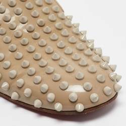 Christian Louboutin Brown Patent Rollerboy Spikes Smoking Slippers Size 37.5