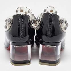 Pre Owned Christian Louboutin Black Patent Leather and PVC Space Odd Boots Size 40