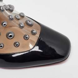 Pre Owned Christian Louboutin Black Patent Leather and PVC Space Odd Boots Size 40