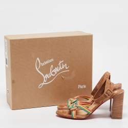 Christian Louboutin Multicolor Woven Leather and Suede Ella Sandals Size 38.5