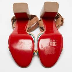 Christian Louboutin Multicolor Woven Leather and Suede Ella Sandals Size 38.5