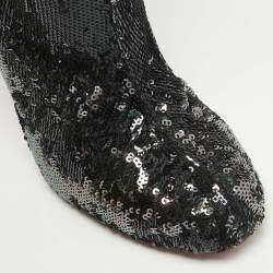 Christian Louboutin Black Sequins Louise 100 Thigh High Boots Size 37.5