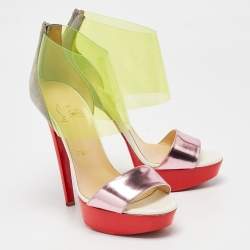 Christian Louboutin Tricolor Leather And PVC Dufoura Platform Sandals Size 36.5