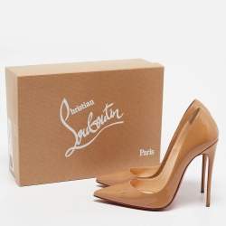 Christian Louboutin Beige Patent Leather So Kate Pumps Size 38