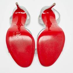 Pre Owned Christian Louboutin Silver Glitter Emilie Sandals Size 37