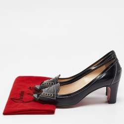 مملوكة مسبقًا Christian Louboutin Black Leather Peep Toe Pumps Size 38.5