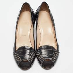 مملوكة مسبقً ا Christian Louboutin Black Leather Peep Toe Pumps Size 38.5