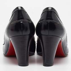 مملوكة مسبقًا Christian Louboutin Black Leather Peep Toe Pumps Size 38.5