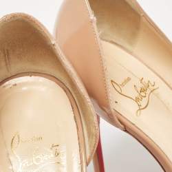 Pre Owned Christian Louboutin Beige Patent Leather Iriza Pumps Size 40