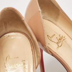 Pre Owned Christian Louboutin Beige Patent Leather Iriza Pumps Size 40