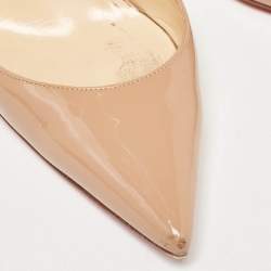 Pre Owned Christian Louboutin Beige Patent Leather Iriza Pumps Size 40