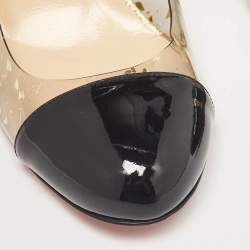 Christian Louboutin Black Patent Leather and Textured PVC Round Toe Pumps Size 39