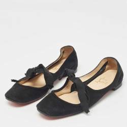 Christian Louboutin Black Suede Bow Tie Ballet Flats Size 35.5