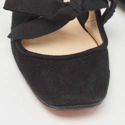 Christian Louboutin Black Suede Bow Tie Ballet Flats Size 35.5