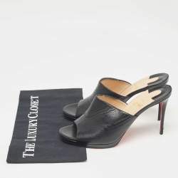 Christian Louboutin Black Leather Pigamule Sandals Size 40
