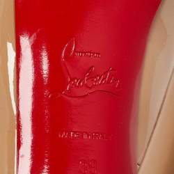 Christian Louboutin Beige Patent Leather Very Prive Peep Toe Pumps Size 39