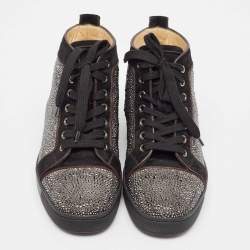 Christian Louboutin Black Suede Crystal Embellished Louis High Top Sneakers Size 39