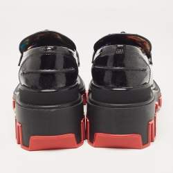 Pre Owned Christian Louboutin Black Patent Leather Smoking Slippers Size 37