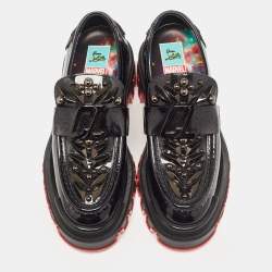 Pre Owned Christian Louboutin Black Patent Leather Smoking Slippers Size 37