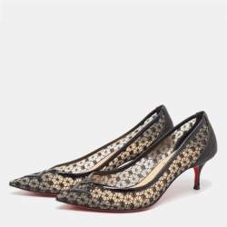 Pre Owned Christian Louboutin Black Lace Neoalto Pumps Size 38 