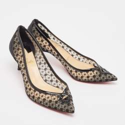 Pre Owned Christian Louboutin Black Lace Neoalto Pumps Size 38 