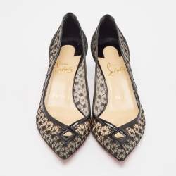 Pre Owned Christian Louboutin Black Lace Neoalto Pumps Size 38 