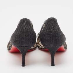 Pre Owned Christian Louboutin Black Lace Neoalto Pumps Size 38 