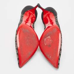 Pre Owned Christian Louboutin Black Lace Neoalto Pumps Size 38 