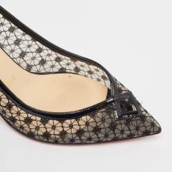 Pre Owned Christian Louboutin Black Lace Neoalto Pumps Size 38 