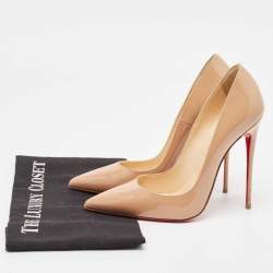 Pre Owned Christian Louboutin Beige Patent Pigalle Pumps Size 38