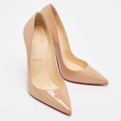 Pre Owned Christian Louboutin Beige Patent Pigalle Pumps Size 38